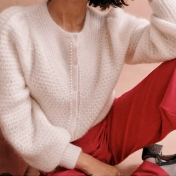 Sezane Sweaters - Sézane Solena Pearl White Cardigan! NWT! Size Small!